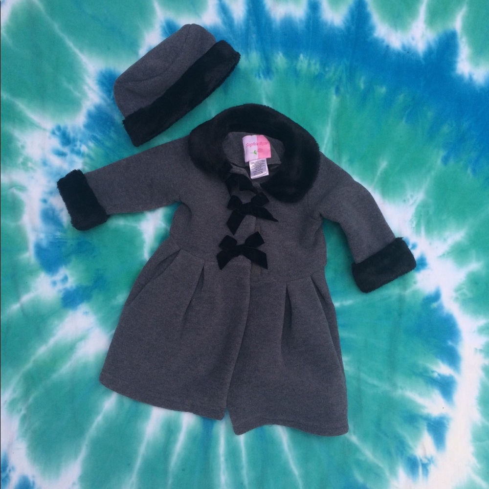 Sophie rose baby girl 12 month pea coat hat set
